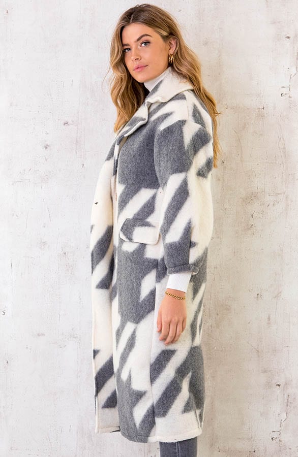 Oversized Woven Coat Long Grijs – shoparchief, foto 2