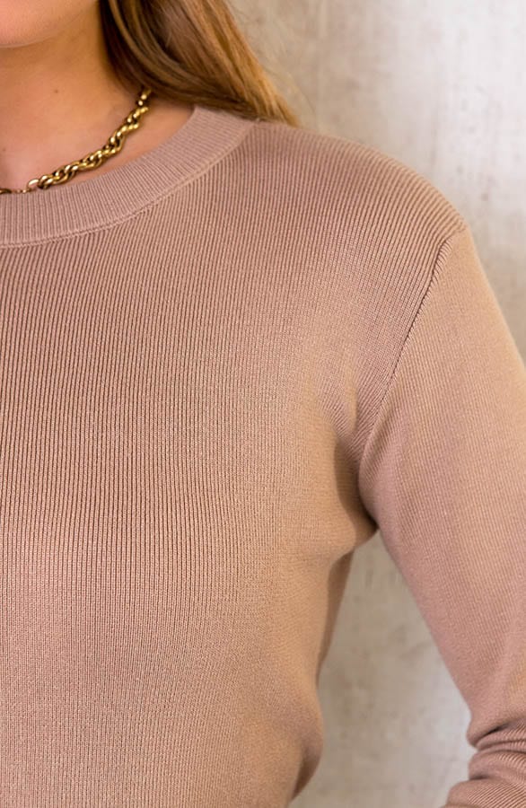 Plooien A-lijn Jurk Taupe – shoparchief, foto 5