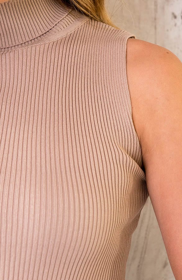 Rib Col Mouwloos Beige – shoparchief, foto 4