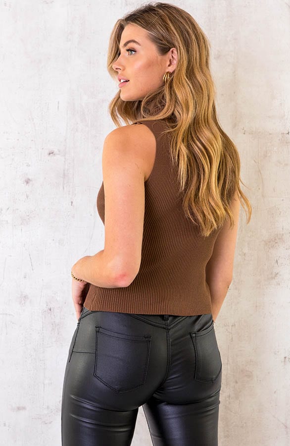 Rib Col Mouwloos Camel – shoparchief, foto 4