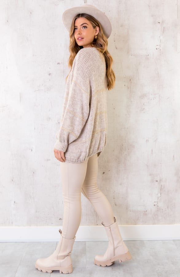 Strepen Vest Met Lurex Beige – shoparchief, foto 3