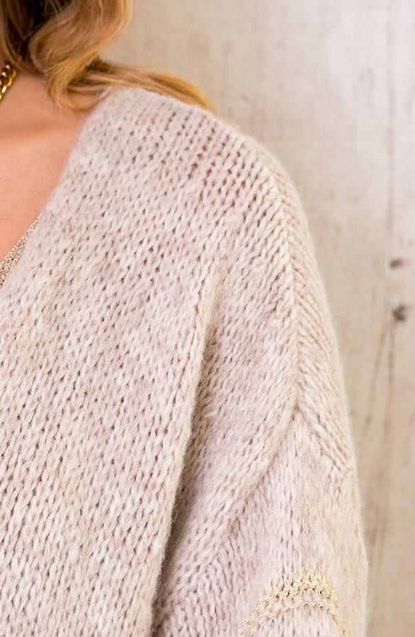 Strepen Vest Met Lurex Beige – shoparchief, foto 4