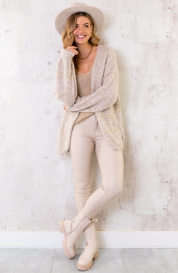 Strepen Vest Met Lurex Beige – shoparchief, foto 2