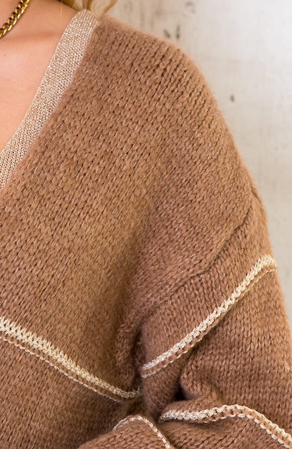 Strepen Vest Met Lurex Camel – shoparchief, foto 3