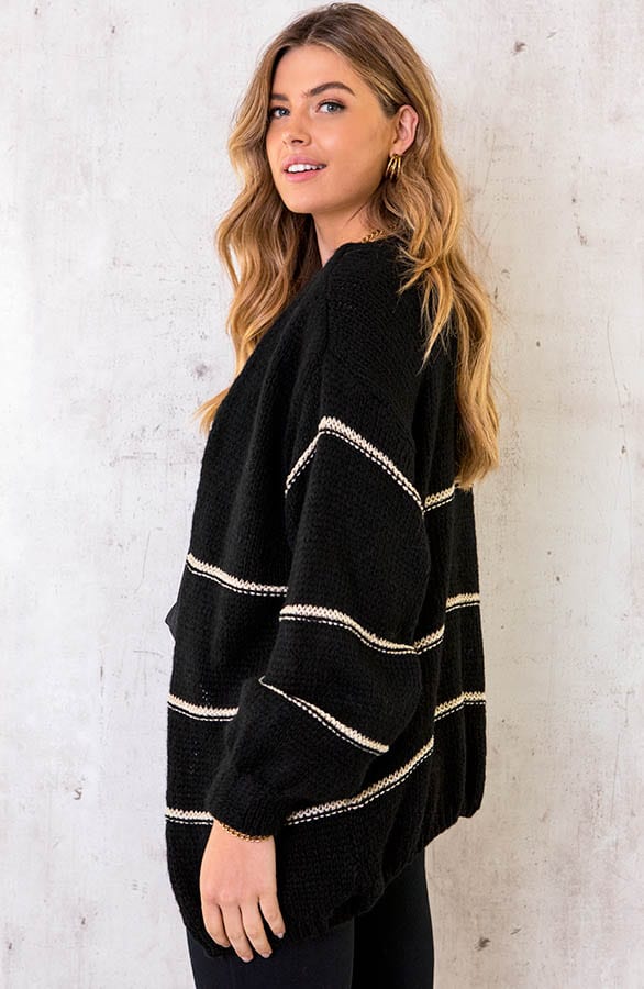 Strepen Vest Met Lurex Zwart – shoparchief, foto 2