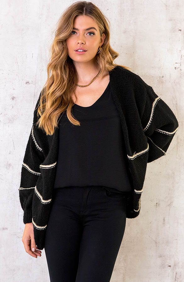 Strepen Vest Met Lurex Zwart – shoparchief, foto 1