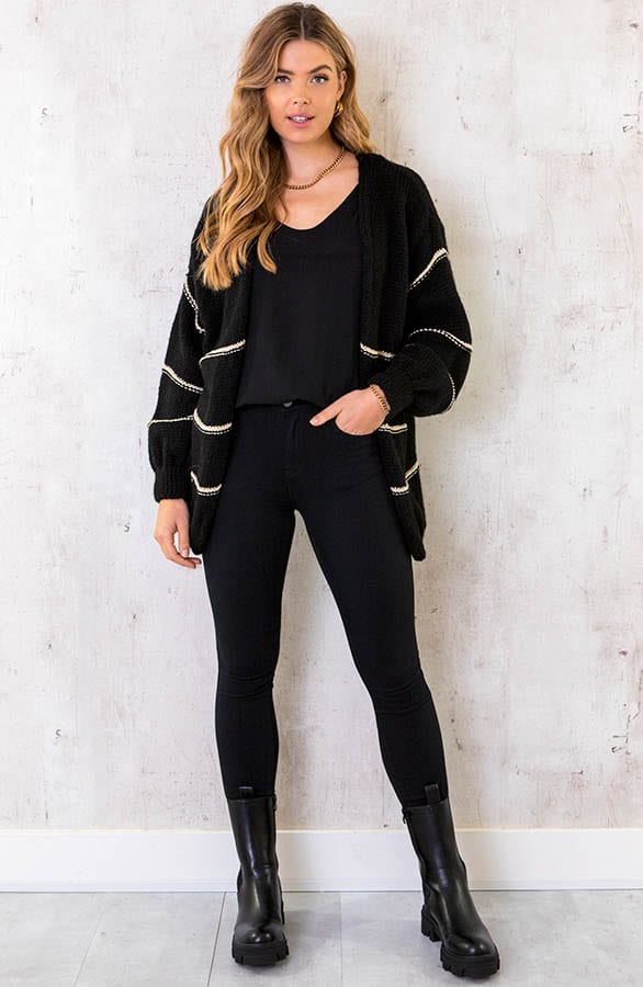 Strepen Vest Met Lurex Zwart – shoparchief, foto 5