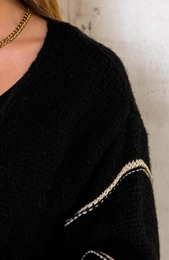 Strepen Vest Met Lurex Zwart – shoparchief, foto 4