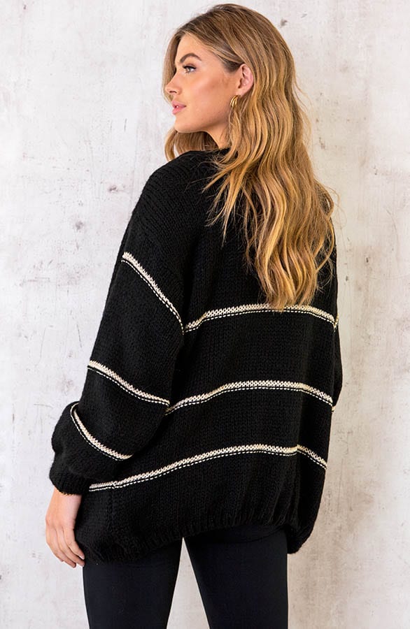 Strepen Vest Met Lurex Zwart – shoparchief, foto 3