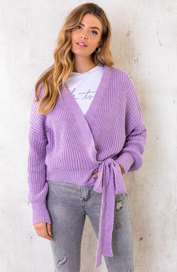 Strik Vest Gebreid Lila – shoparchief, foto 1