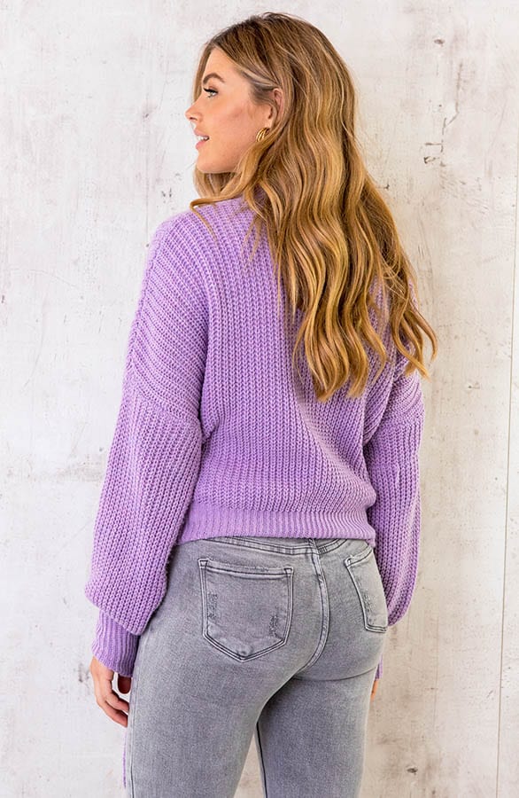 Strik Vest Gebreid Lila – shoparchief, foto 3