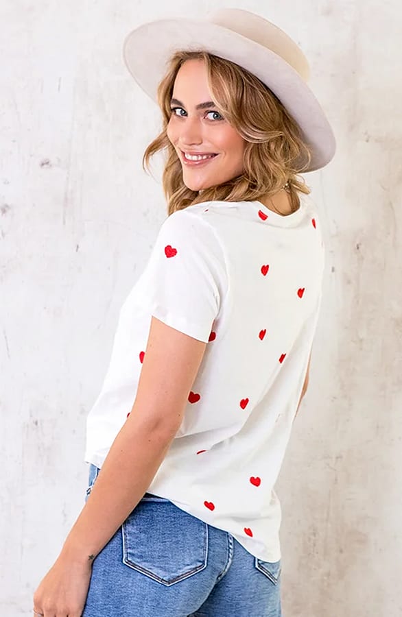 Top Met Hartjes Wit Rood – shoparchief, foto 3