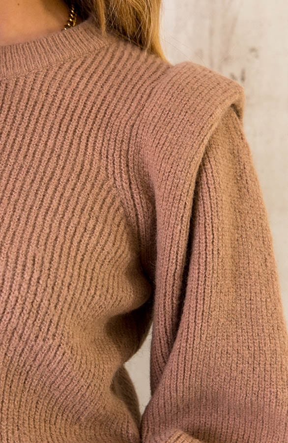 Trui Met Schouder Detail Camel – shoparchief, foto 5