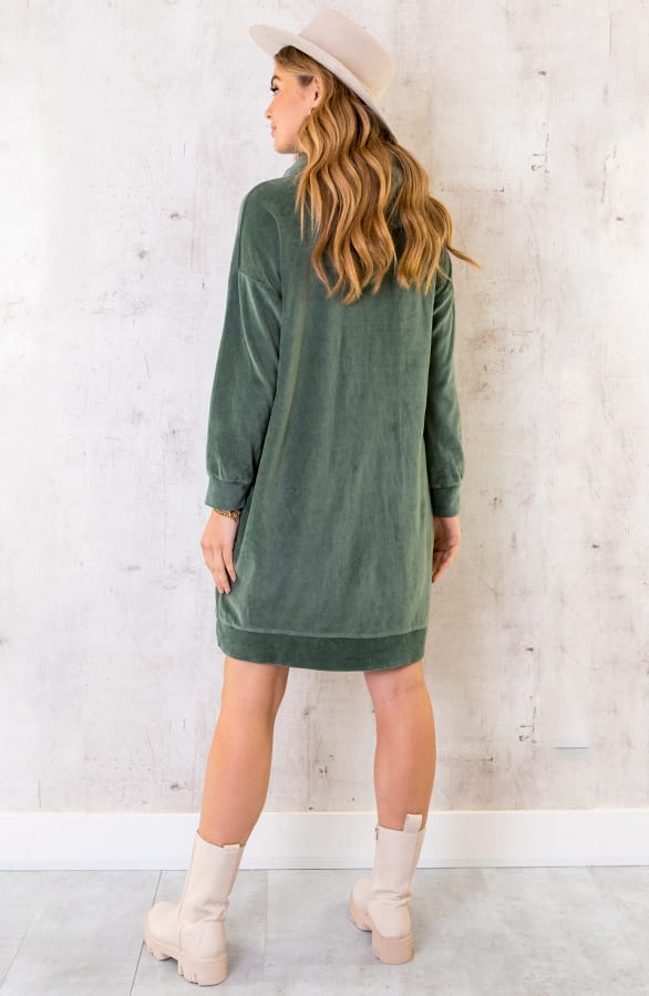 Velvet Jurk Met Capuchon Army – shoparchief, foto 5