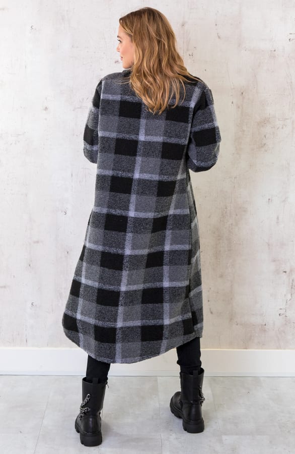 Woven Jacket Geblokt Lang Grijs – shoparchief, foto 4