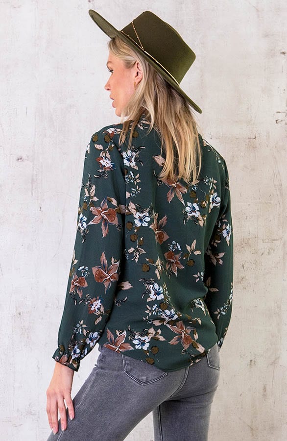 Bloemen Blouse Dames Dark Army – shoparchief, foto 4