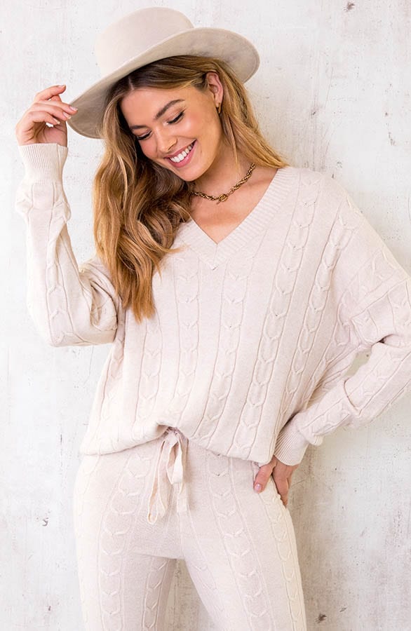 Comfy Patroon Trui Beige – shoparchief, foto 1