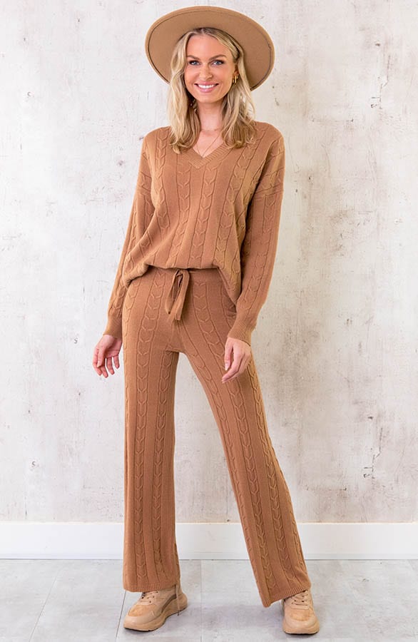 Comfy Patroon Trui Cognac – shoparchief, foto 2