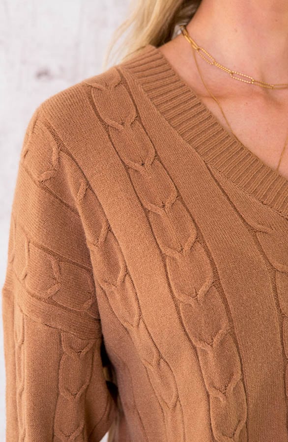 Comfy Patroon Trui Cognac – shoparchief, foto 5