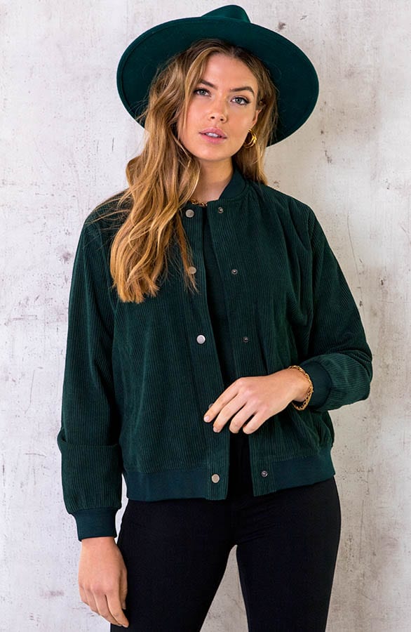 Corduroy Bomber Jacket Smaragd – shoparchief, foto 1