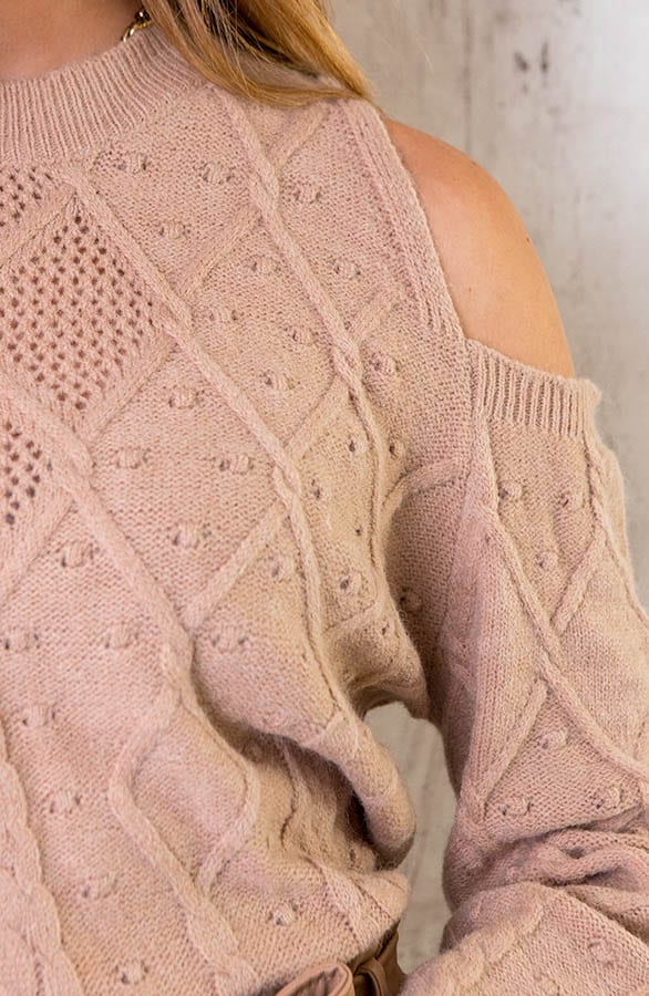 Cut Out Pompon Trui Camel – shoparchief, foto 5