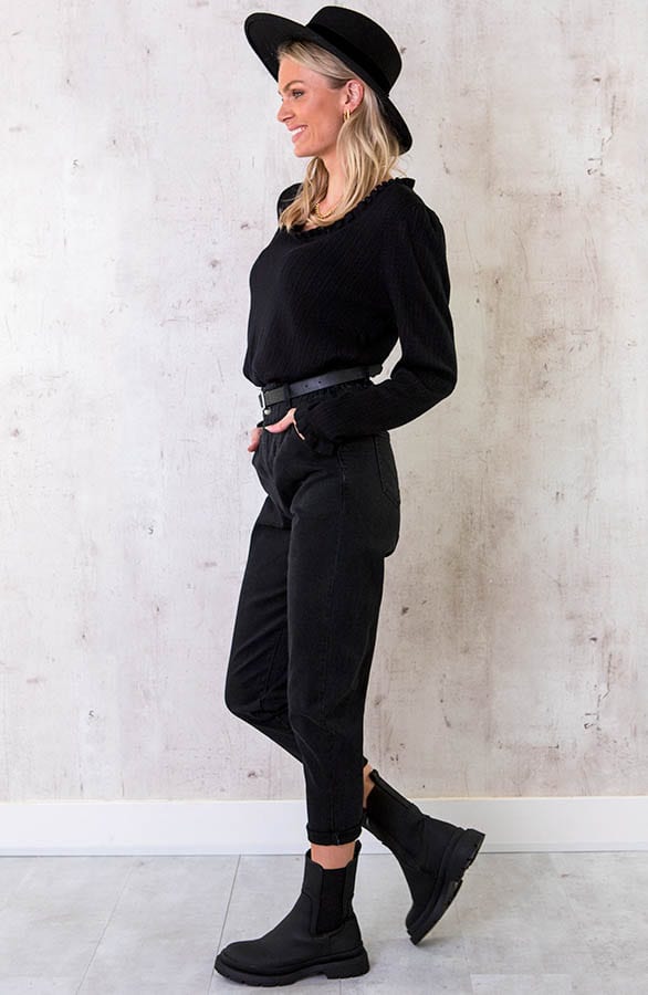 Dotted Ruffle Longsleeve Zwart – shoparchief, foto 3