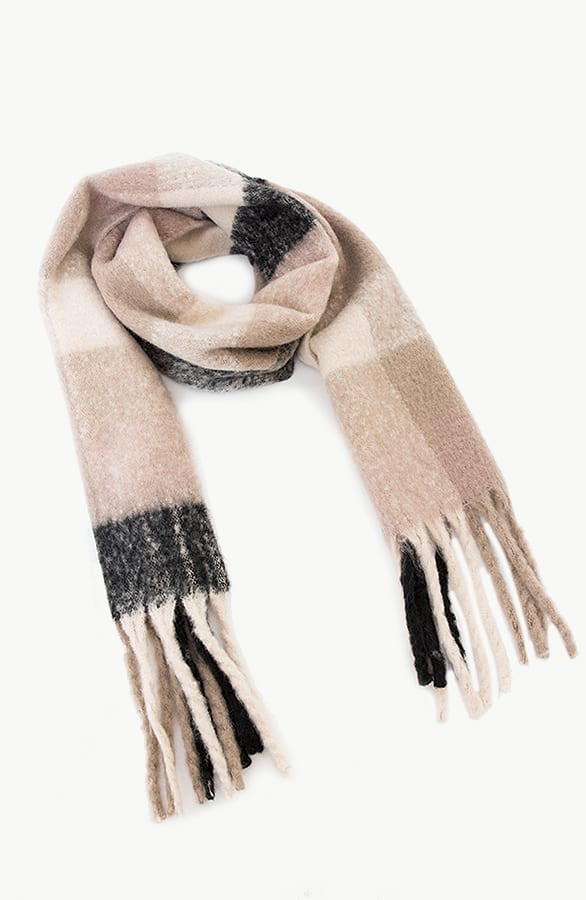 Geblokte Sjaal Taupe – shoparchief, foto 1