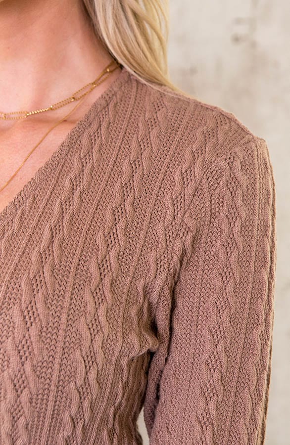 Gebreide Patroon Overslag Jurk Taupe – shoparchief, foto 5