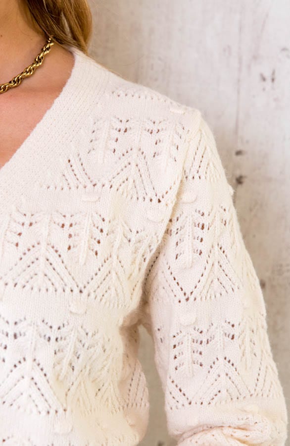 Gehaakt Patroon Knopen Vest Ecru – shoparchief, foto 4