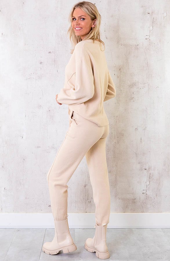 Jogging Broek Met Sierstiksel Beige – shoparchief, foto 5