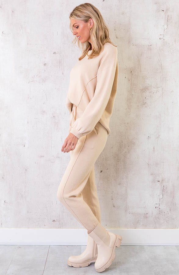 Jogging Broek Met Sierstiksel Beige – shoparchief, foto 3