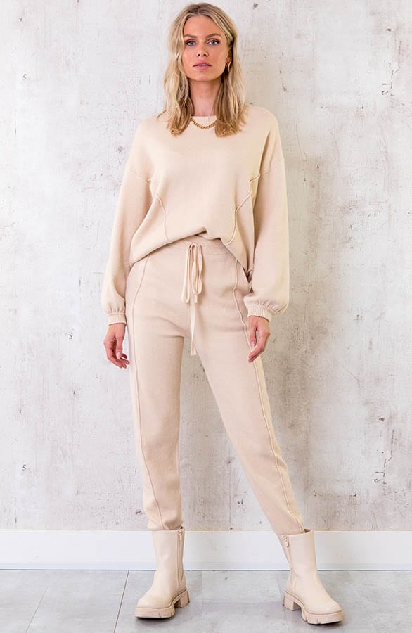 Jogging Broek Met Sierstiksel Beige – shoparchief, foto 2