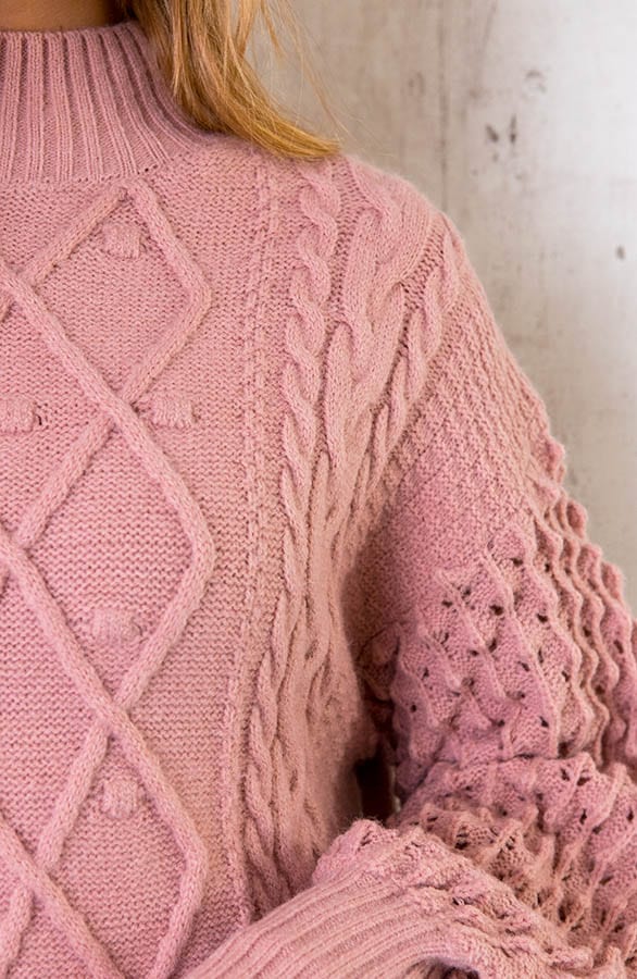 Kabelgebreide Wafel Tuniek Roze – shoparchief, foto 5