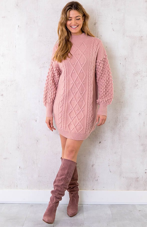 Kabelgebreide Wafel Tuniek Roze – shoparchief, foto 2