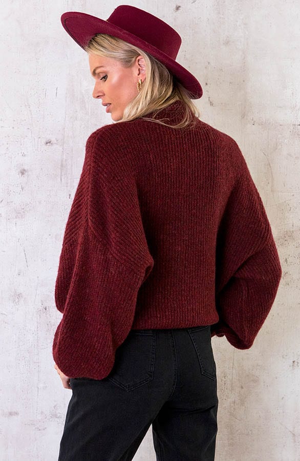 Knitted Sweater Bordeauxrood – shoparchief, foto 4