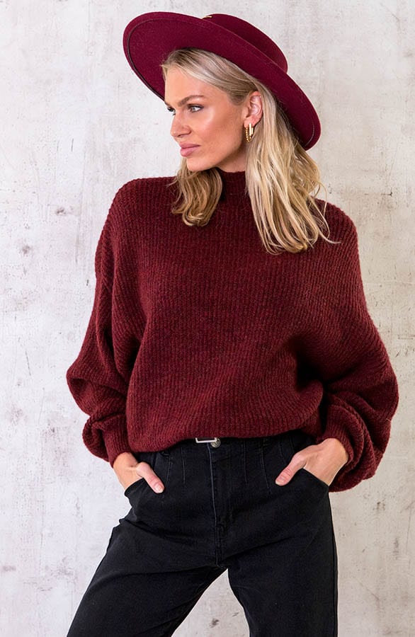Knitted Sweater Bordeauxrood – shoparchief, foto 2