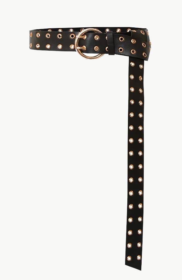 Leren Riem Lang Zwart Goud – shoparchief, foto 1