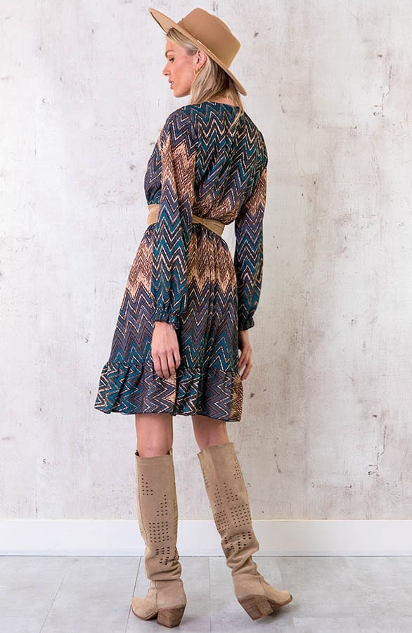 Limited Print Aztec Jurk Blauw – shoparchief, foto 4