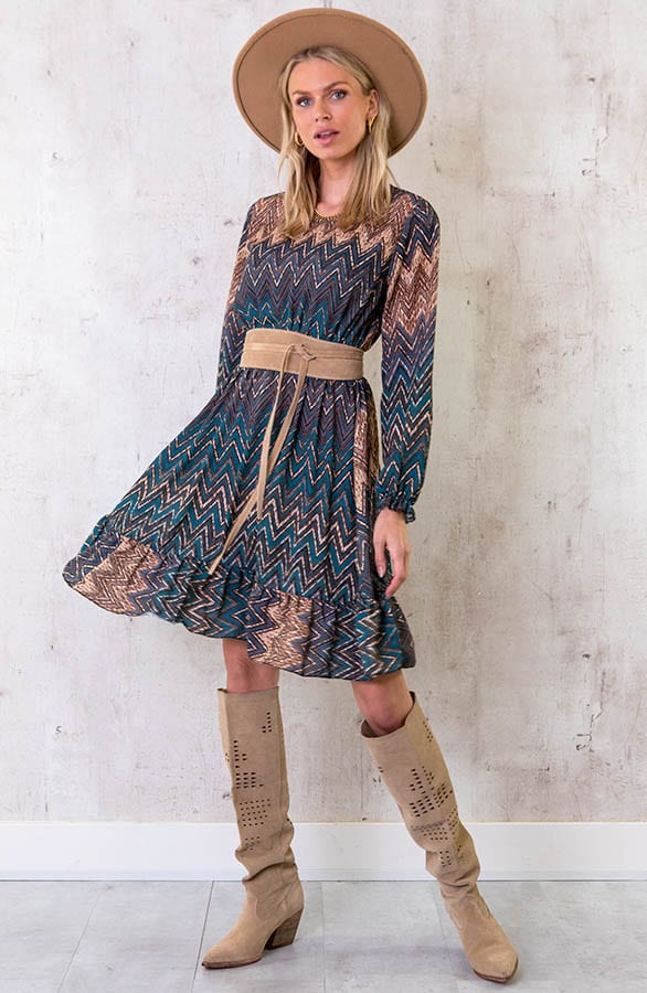 Limited Print Aztec Jurk Blauw – shoparchief, foto 2