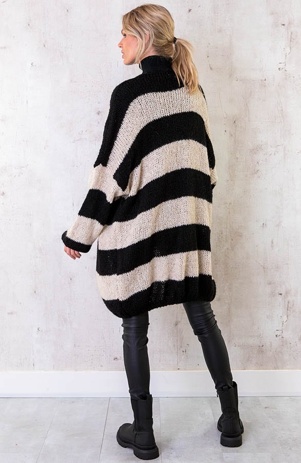 Midi Knitted Strepen Vest Zwart – shoparchief, foto 4