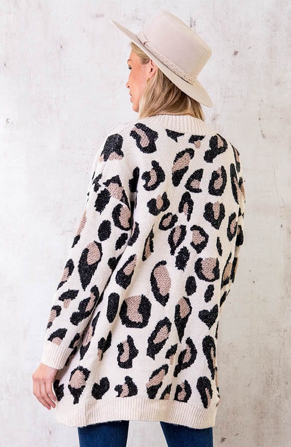 Midi Panter Vest Gebreid Beige – shoparchief, foto 4