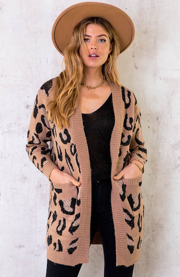 Midi Panter Vest Gebreid Camel – shoparchief, foto 2