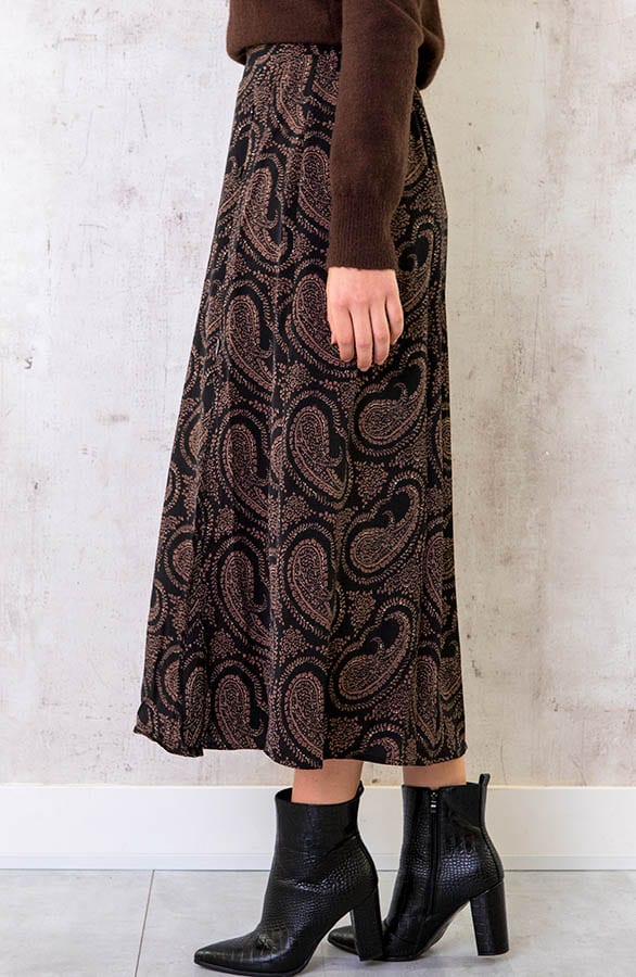 Midi Split Paisley Rok Zwart Choco – shoparchief, foto 2