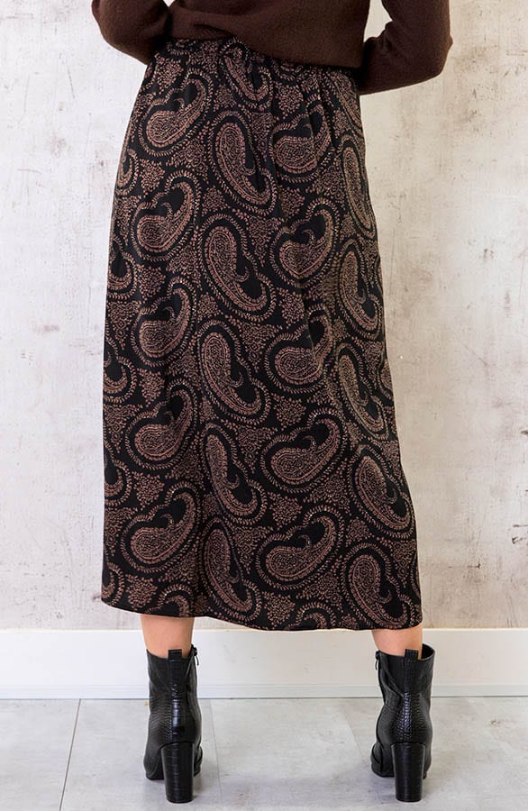 Midi Split Paisley Rok Zwart Choco – shoparchief, foto 3