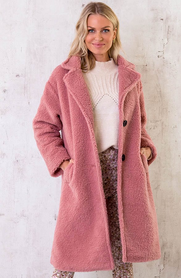 Midi Teddy Jacket Oud Roze – shoparchief, foto 1