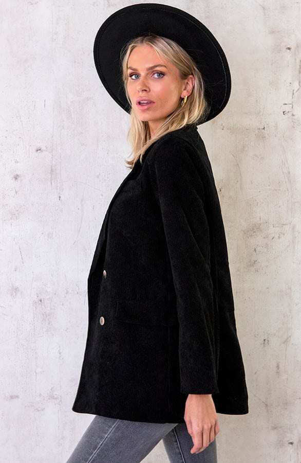 Oversized Corduroy Blazer Zwart – shoparchief, foto 3