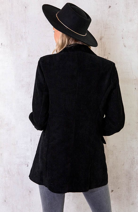 Oversized Corduroy Blazer Zwart – shoparchief, foto 4