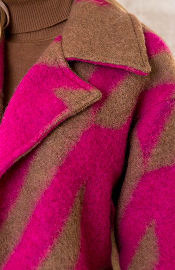 Oversized Woven Coat Long Camel Roze – shoparchief, foto 5