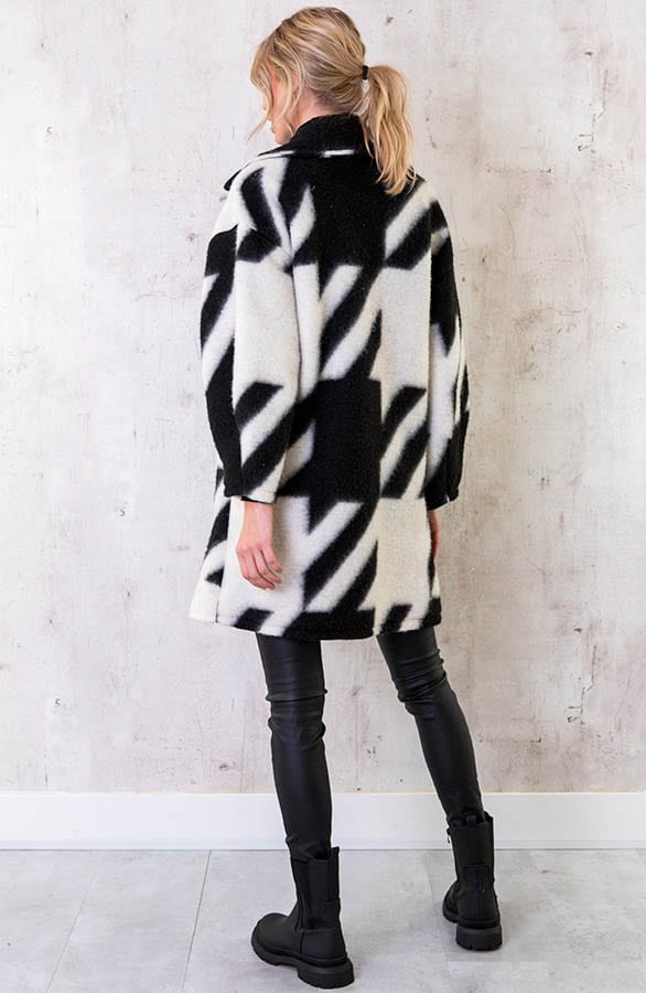 Oversized Woven Coat Zwart – shoparchief, foto 4