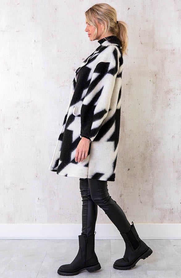 Oversized Woven Coat Zwart – shoparchief, foto 3